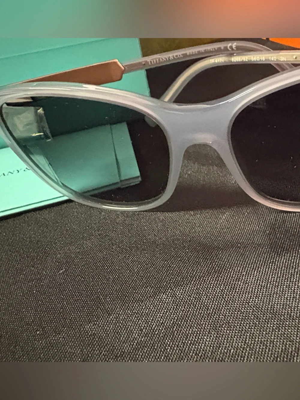 NEW Full Set! Tiffany & Co Sunglasses TF4174. Opal Gray Gold Crystals  54mm